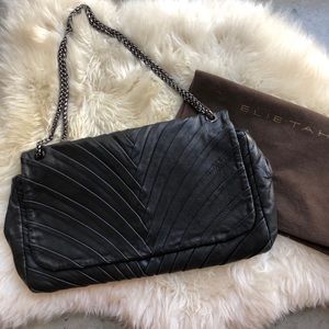 Elie Tahari Black Leather Flap Bag